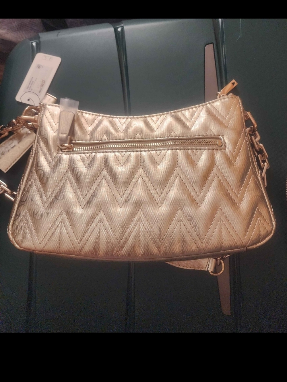 Guess Metallic Gold Quilted Crossbody Bag